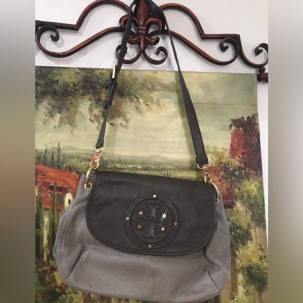 Tori Burch Leather Crossbody Hobo Bag
